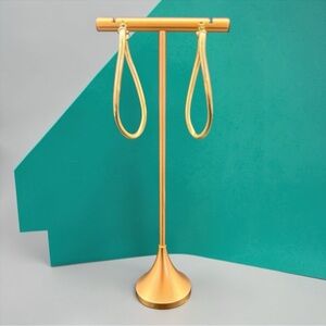 Simone L Smith 925 Sterling Silver Gold Tone Elongated Wave 2” Hoop Earrings